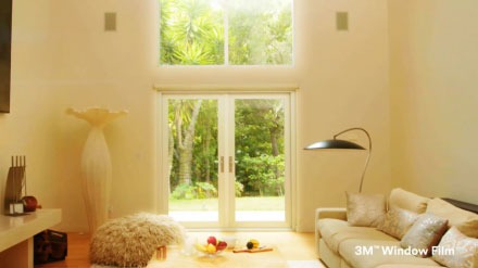 YouTube video thumbnail of sunny two-story windows viewed from living room