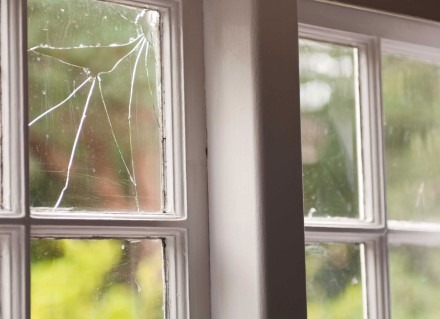 3M™ Safety & Security Film Can Prevent Glass Breaking Like What is Shown In This Image. Protect Viera and Rockledge Homes.