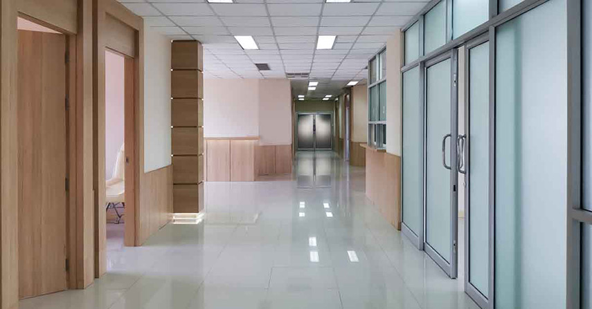 Frosted window film adds privacy as a comfort solution to a health care facility.